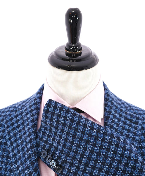 BOTTEGA MARTINESE LINEN Made In Italy Navy Blue Houndstooth Blazer 36R