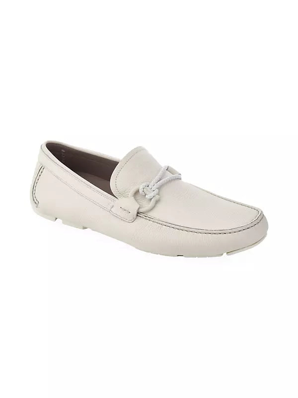 $795 SALVATORE FERRAGAMO - "FRONT 4" White Braided GANCINI Slip On Loafers - 10 E