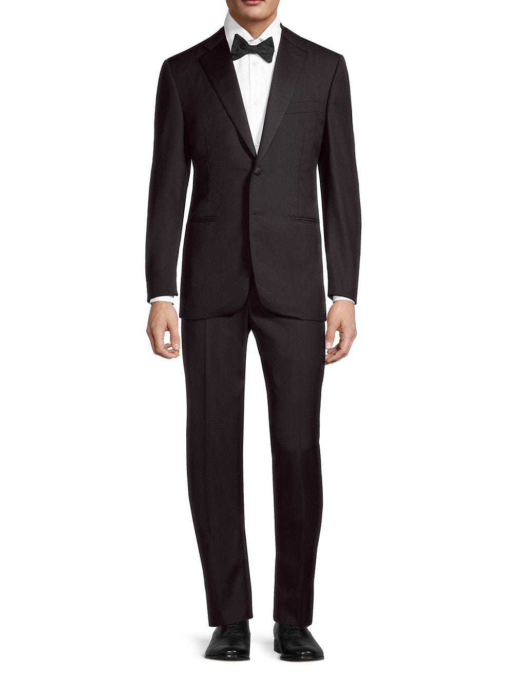 $2,195 CANALI - Black *CLOSET STAPLE* Notch Lapel Tuxedo Suit - 44R 35W