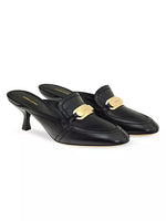 $995 SALVATORE FERRAGAMO - "ELODYE 50mm" Black Mule Heel - 6 US (WOMEN)