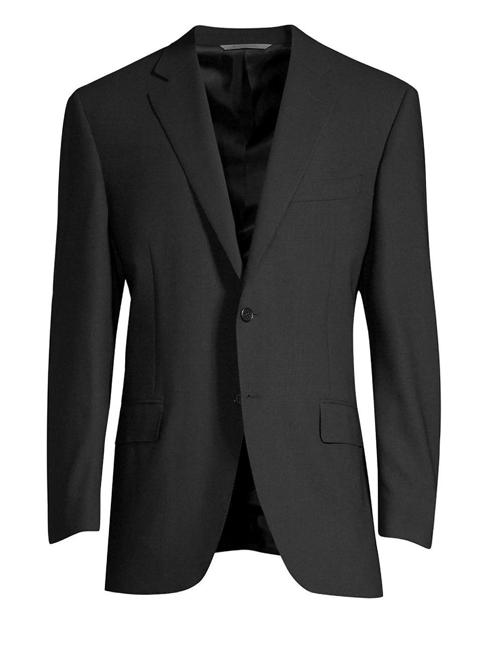 $1,645 CANALI -  Black Solid Notch Lapel 2-Btn Blazer - 46R