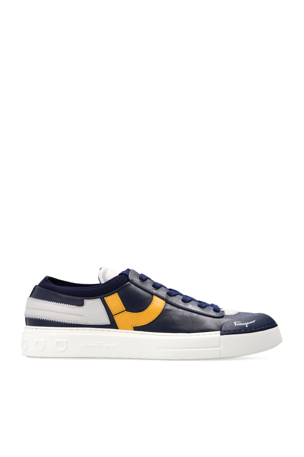 $750 SALVATORE FERRAGAMO - *NOTION 1* Blue/White/Yellow Sneaker - 10 M US