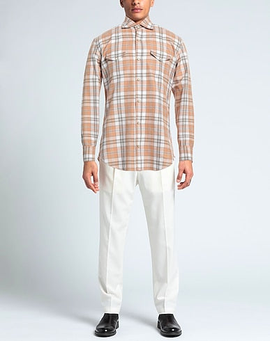 $495 ELEVENTY - *SNAP FRONT*  Neutral Cotton Dress Shirt - L (41)