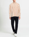 $495 ELEVENTY - Popover Cotton/Linen Ivory/Camel Button Shirt - M