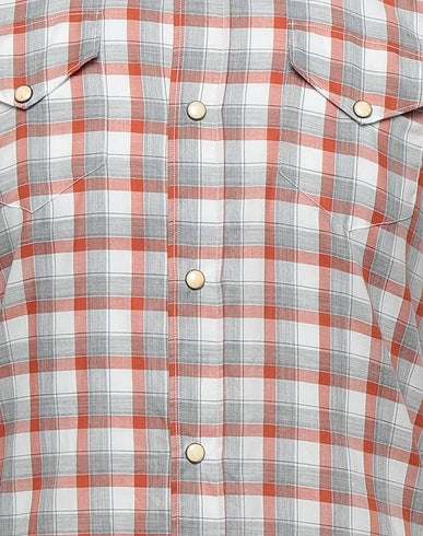 $495 ELEVENTY - *SNAP FRONT* Orange/White Check Dress Shirt - M