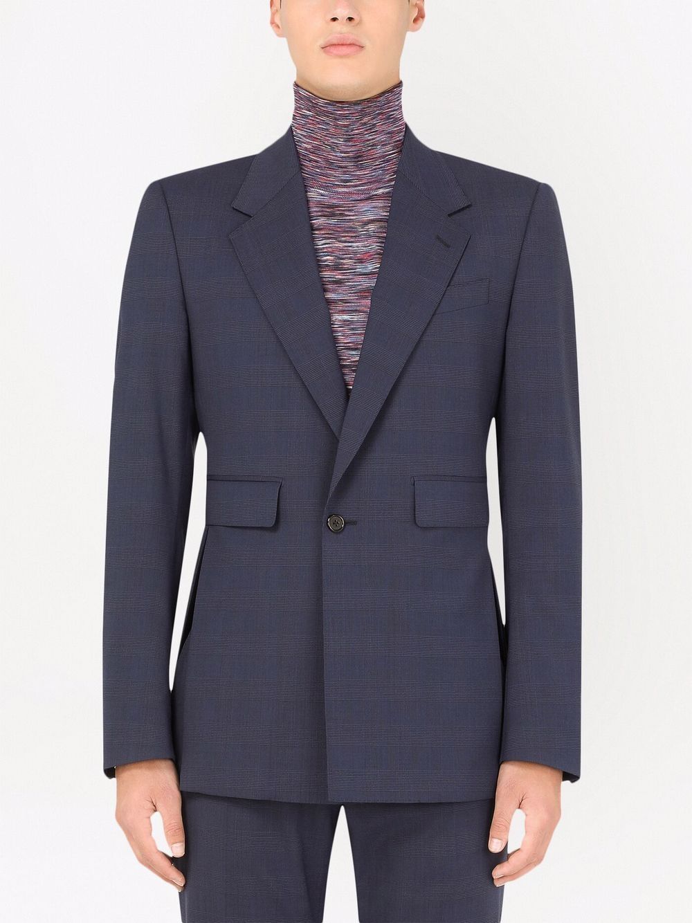 $2,345 DOLCE & GABBANA - “SICILIA” Blue Check Side-Slit Blazer- 38R