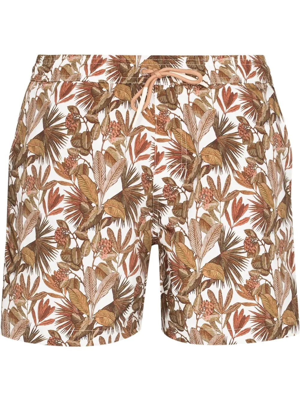 $345 ELEVENTY - Palm Floral Pattern Draw String Swim Shorts  - M