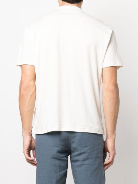 $395 ELEVENTY - Logo COTTON/LINEN Henley T-Shirt Ivory - M