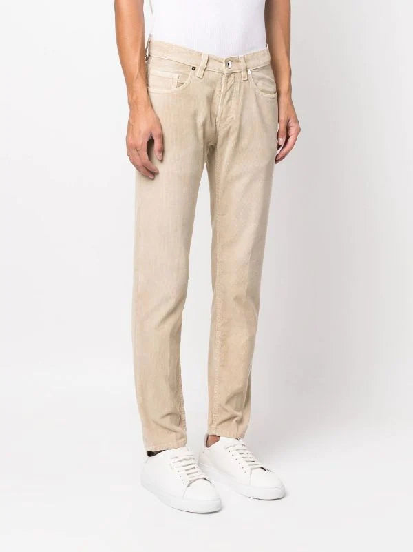 ELEVENTY - 5-Pocket Neutral Beige/Ivory Chino Twill/Cord Cotton Pants - 33W