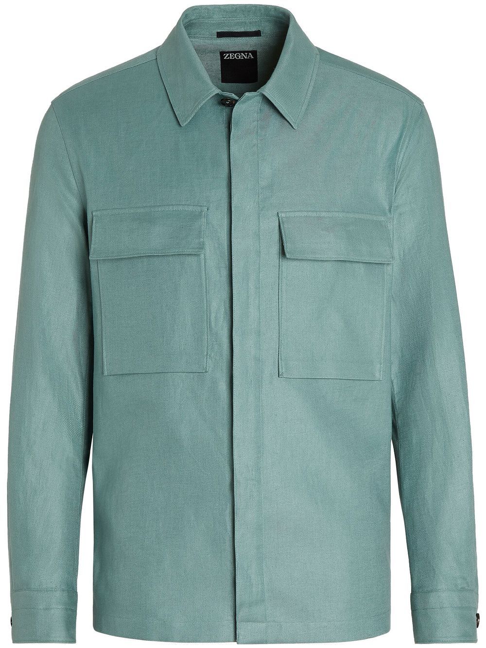 $1,690 ERMENEGILDO ZEGNA - OASI Linen Green/Teal Over Shirt Chore Jacket - L