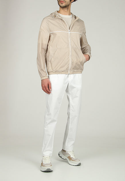 $1,645 ELEVENTY - Neutral Perforated Nylon Hooded Rain Jacket Coat- 40R