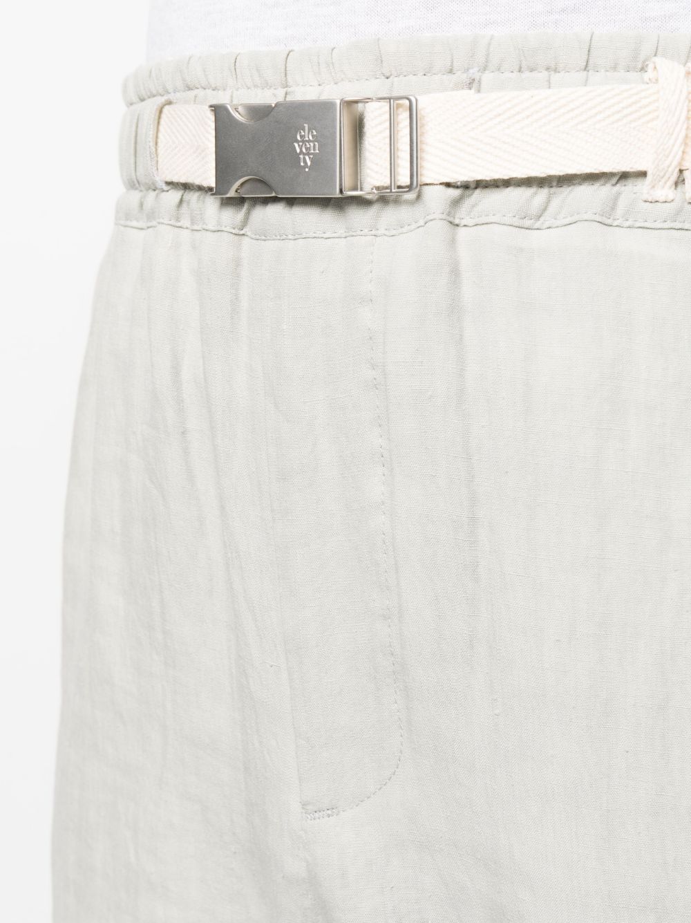 $795 ELEVENTY - Baby Blue LINEN Belted Ivory Tipped Casual Pants - 33W