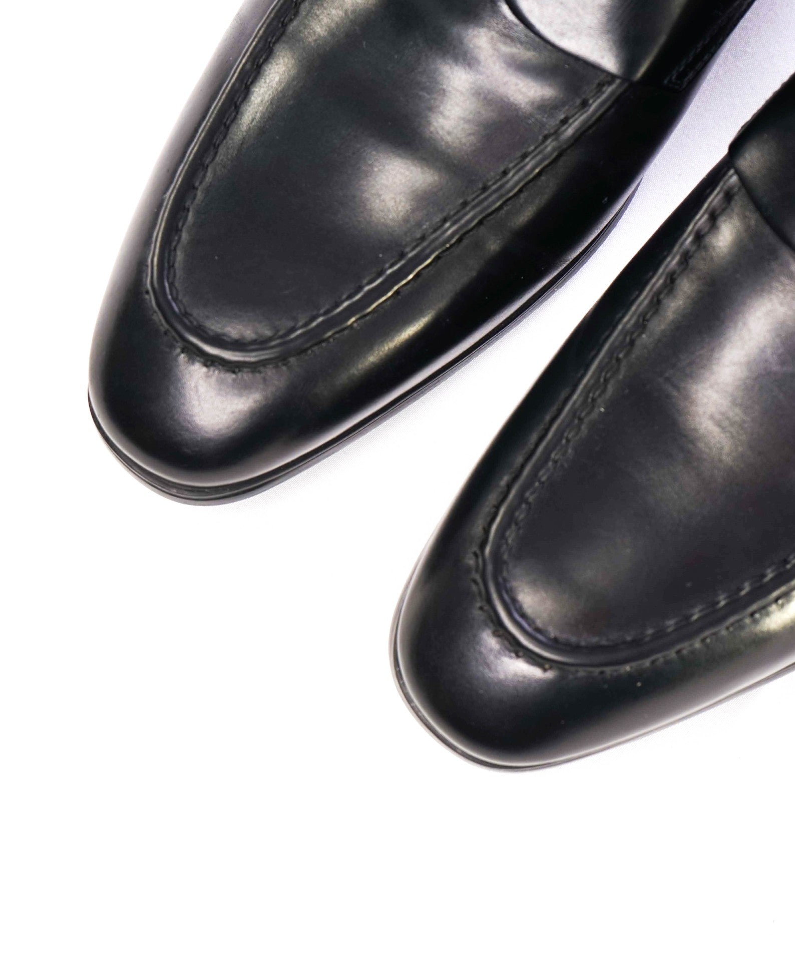 SANTONI Solid Black Leather Penny Loafers 9 US (8IT)