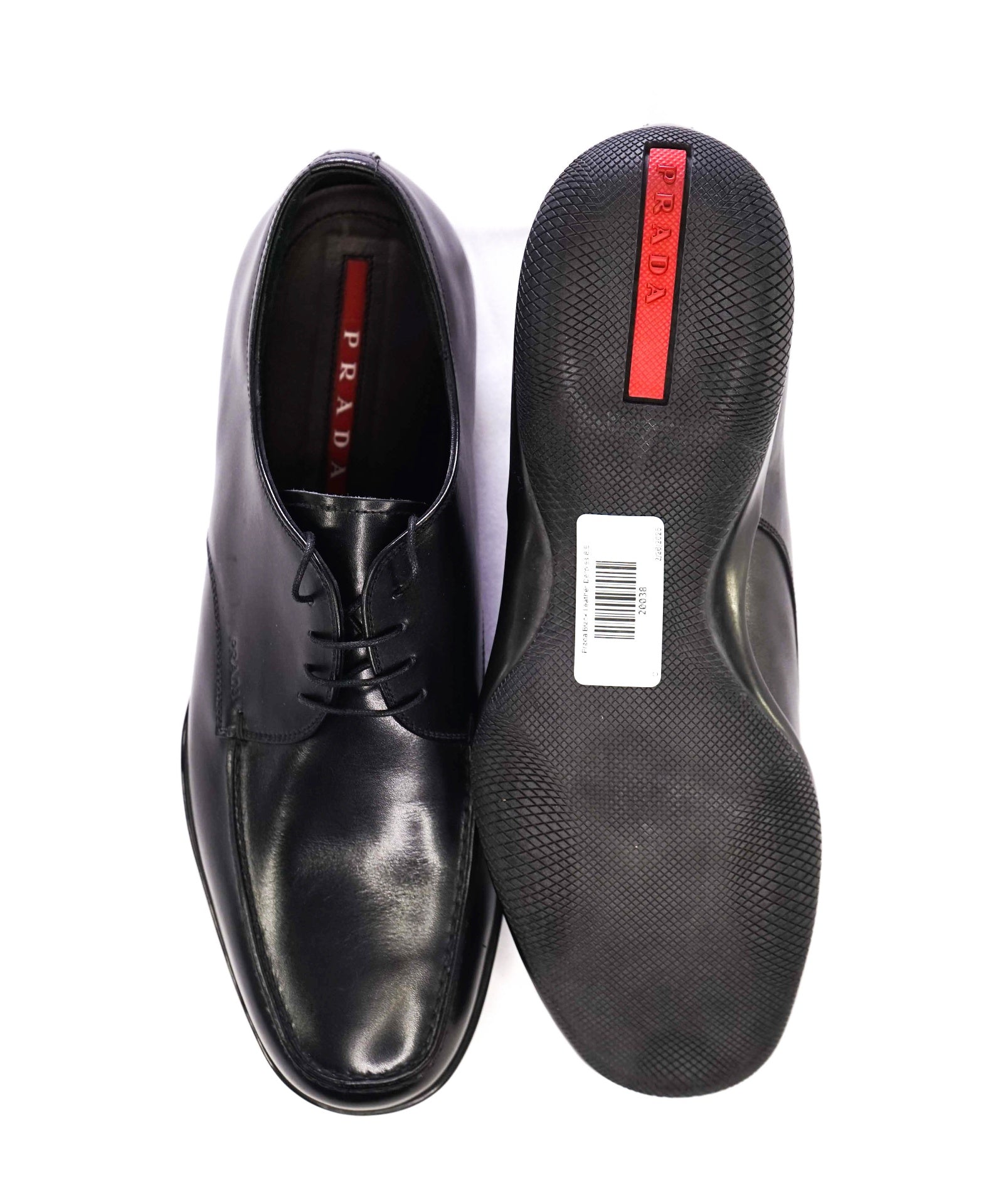 Prada Linea Rossa Black Leather Oxfords Lug Sole 9.5 US (8.5 IT)