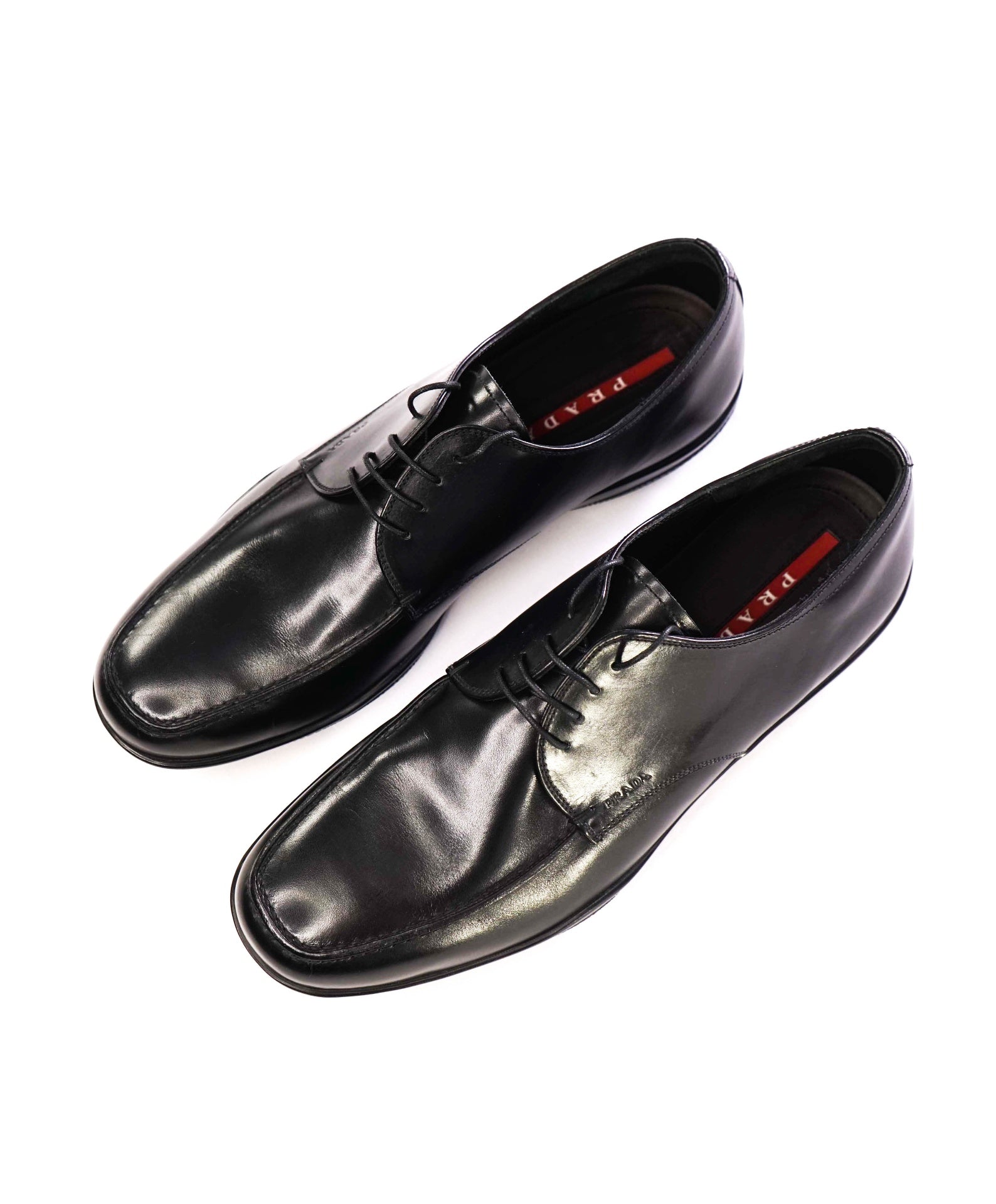 Prada Linea Rossa Black Leather Oxfords Lug Sole 9.5 US (8.5 IT)