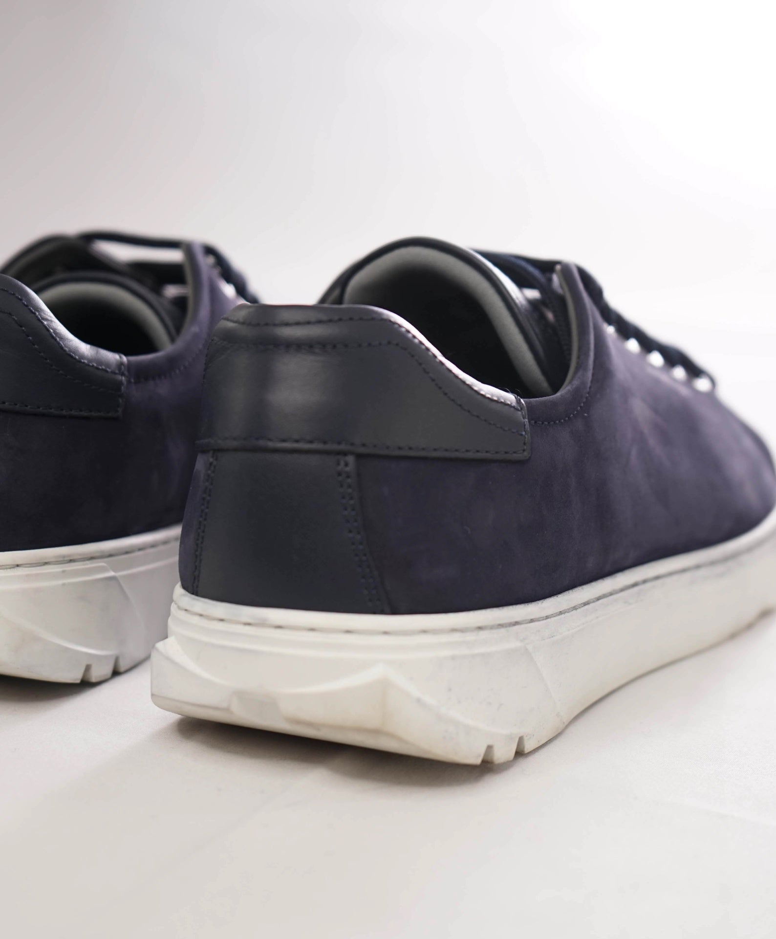 Salvatore Ferragamo "Rhinoceros" Solid Navy Suede/Leather Sneakers 7 M