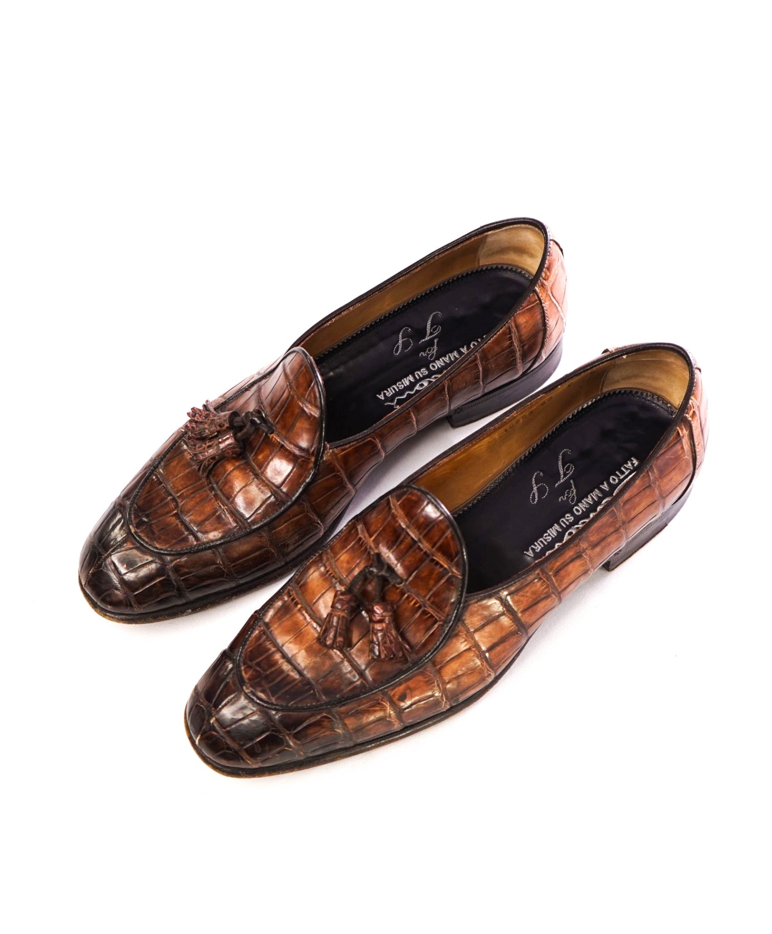 $8,000 SANTONI Brown CROCODILE SKIN Tassel Loafer 10 US (9 IT)