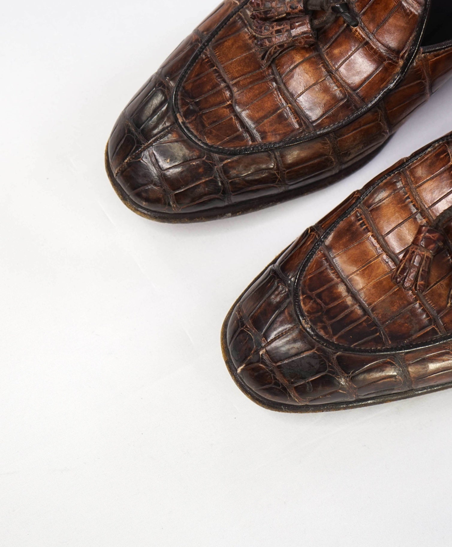 $8,000 SANTONI Brown CROCODILE SKIN Tassel Loafer 10 US (9 IT)