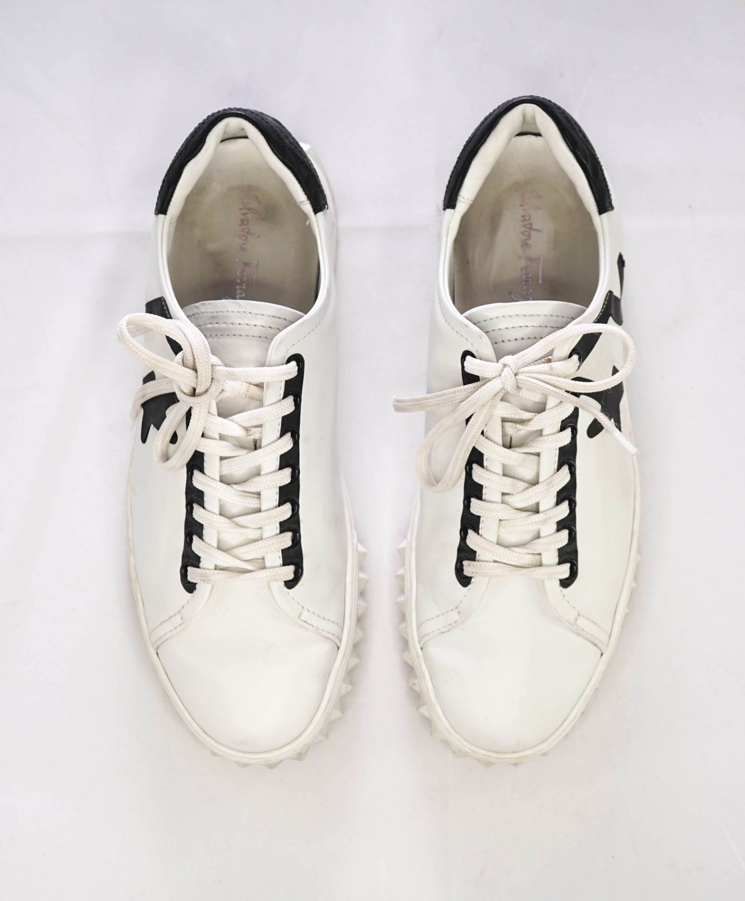 Salvatore Ferragamo White Leather Sneakers 7.5 M