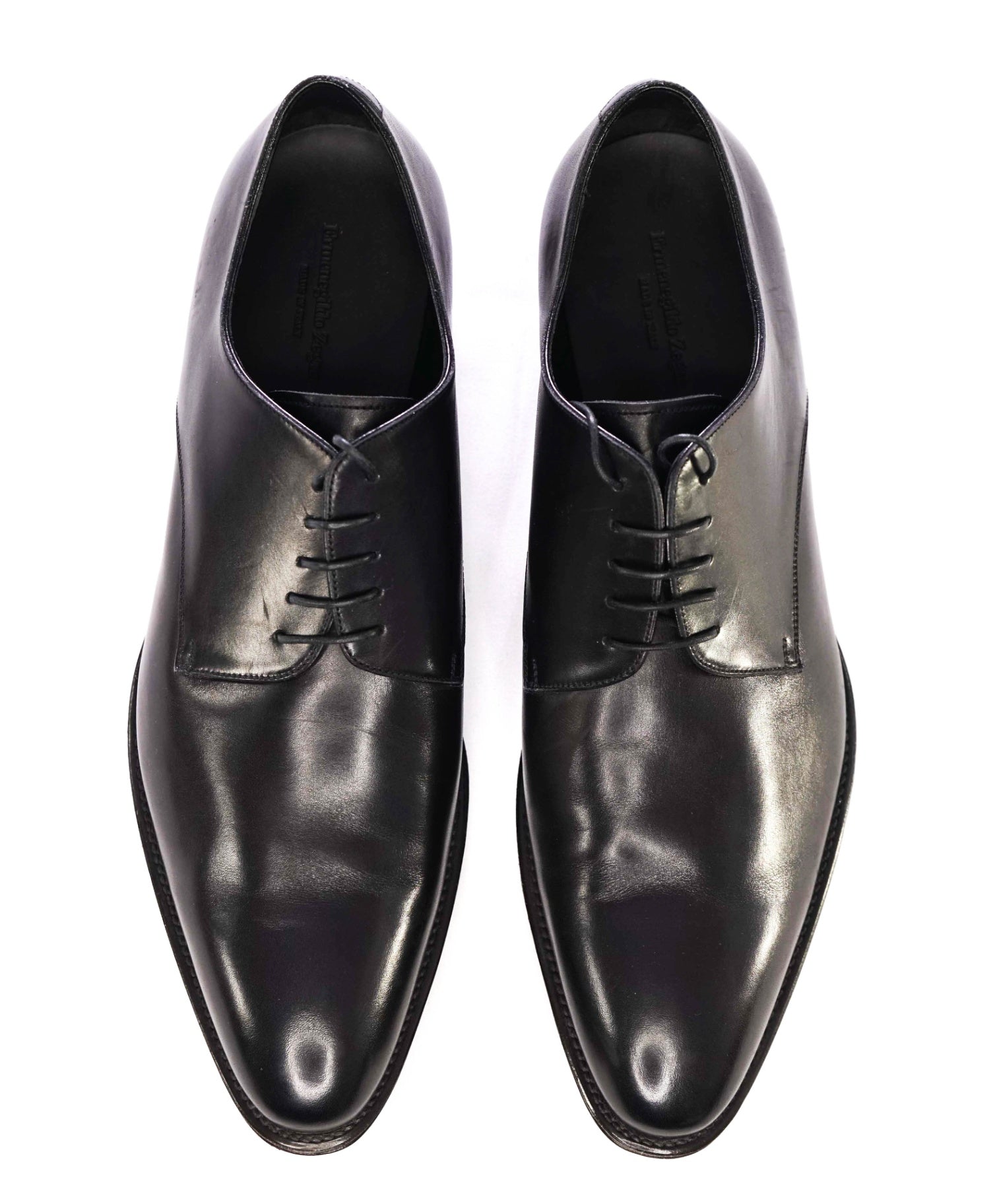 Ermenegildo Zegna Solid Black Leather Oxfords US 11.5 (EU 10.5)