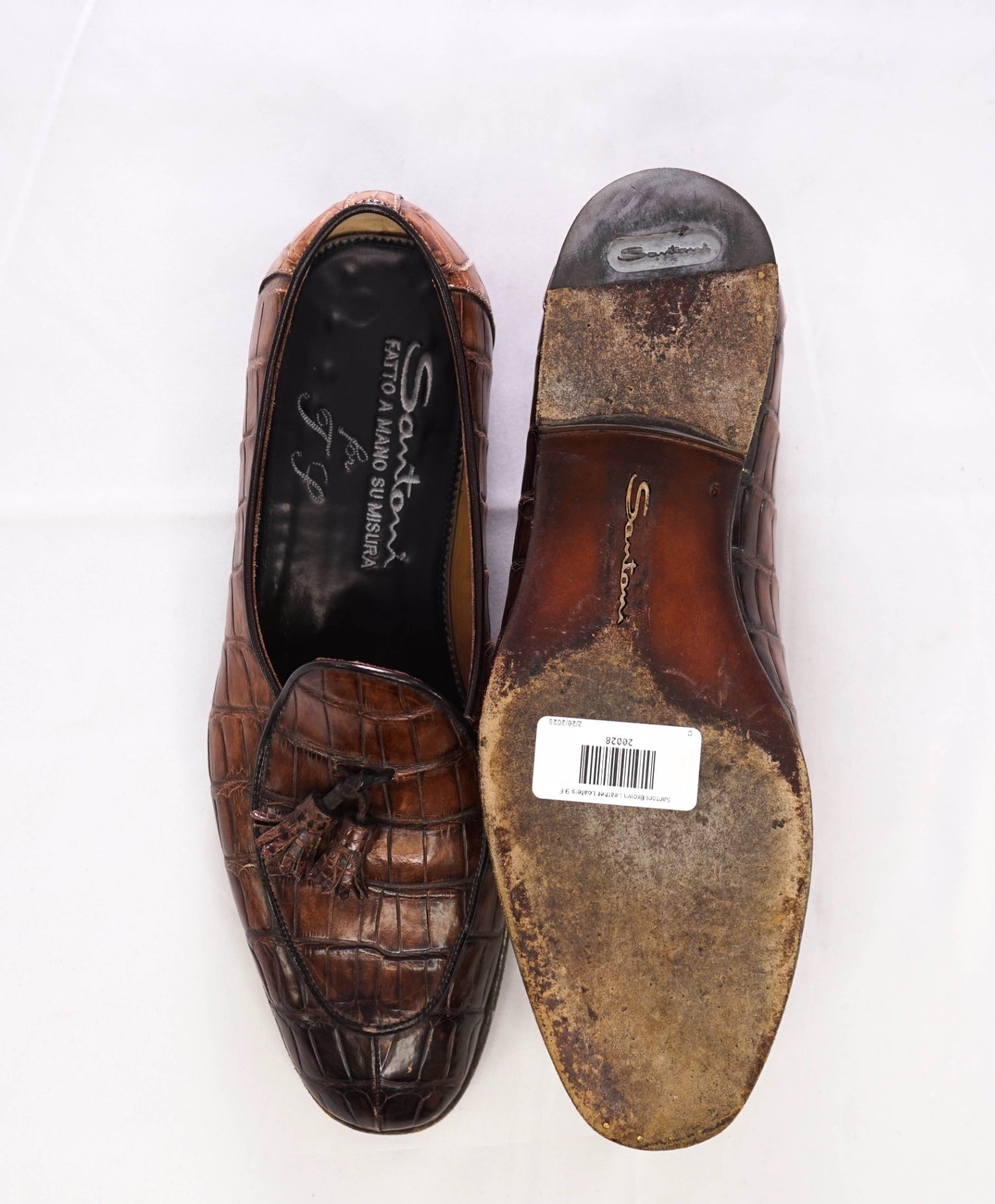 $8,000 SANTONI Brown CROCODILE SKIN Tassel Loafer 10 US (9 IT)