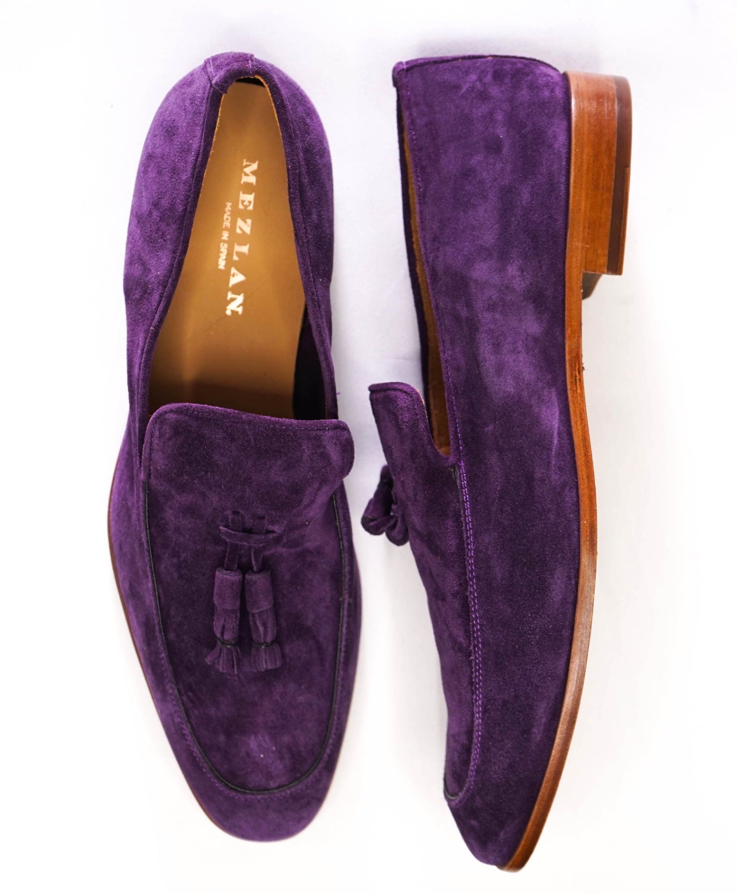 Mezlan Solid Purple tessel loafers Suede Footwear 11.5 M