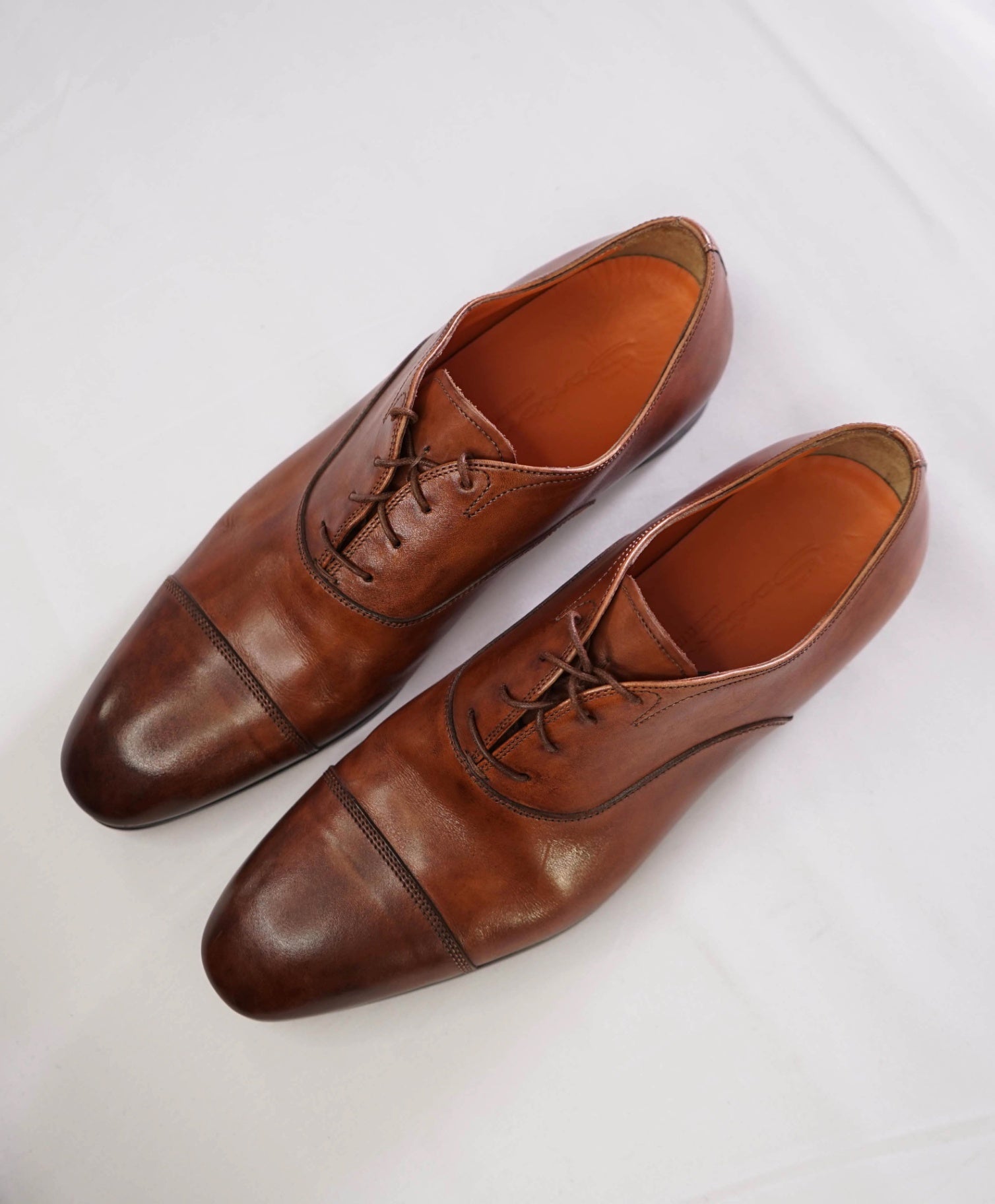 $795 Santoni Solid Brown Oxfords Leather Footwear 9.5 D