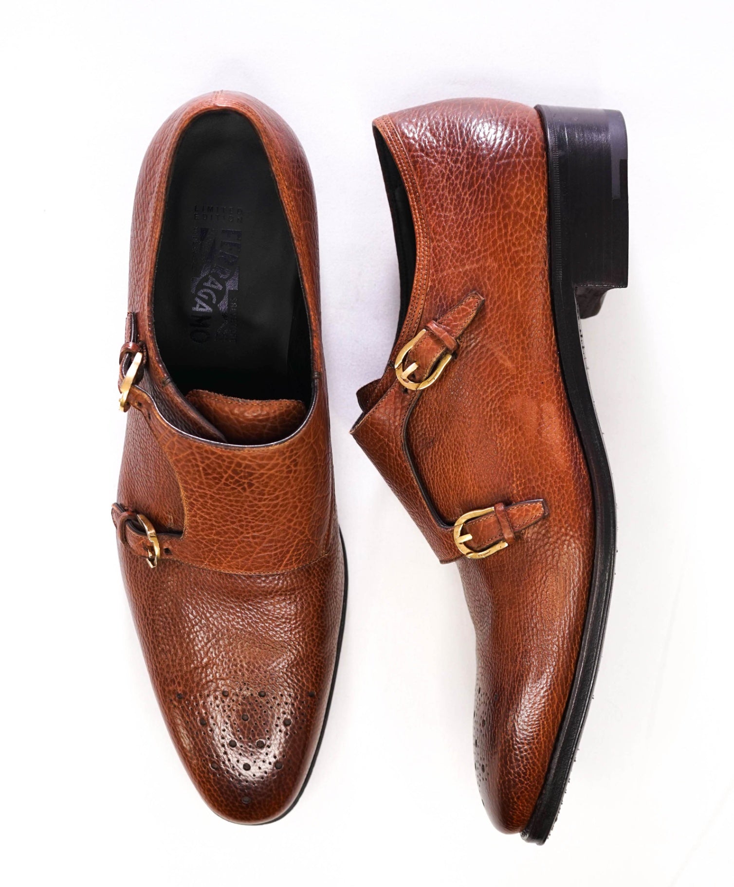 Salvatore Ferragamo Limited Edition TRAMEZZA Brown Monk straps Loafers 11 B