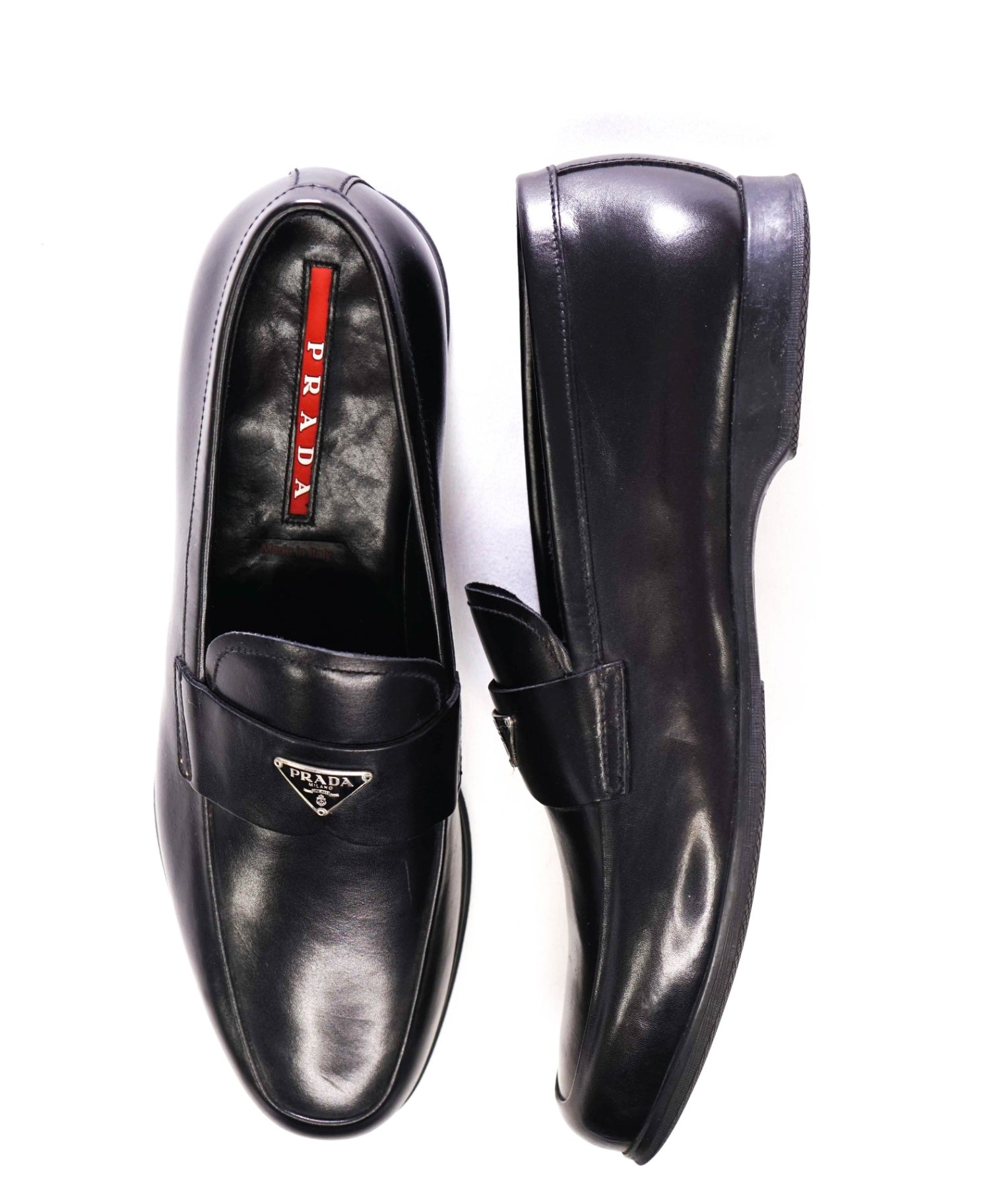 $1,090 Prada Solid Black Loafers Leather Footwear 10US (9IT)