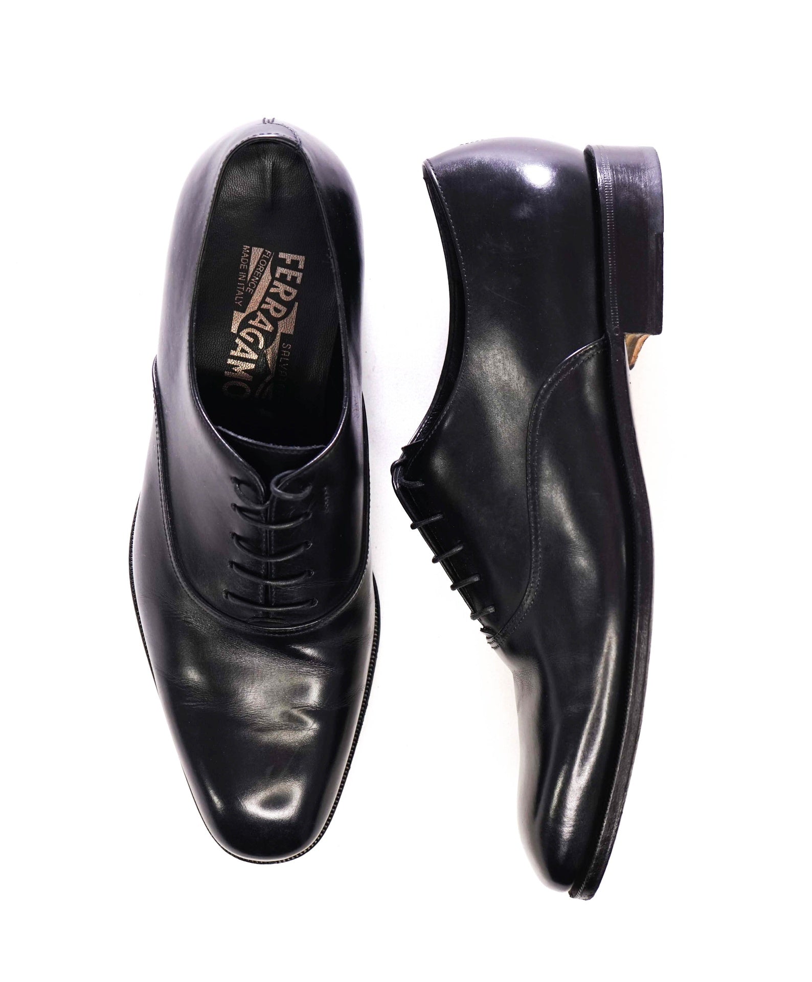 Salvatore Ferragamo "FEDELE" Black Oxfords Leather Footwear 7 EE