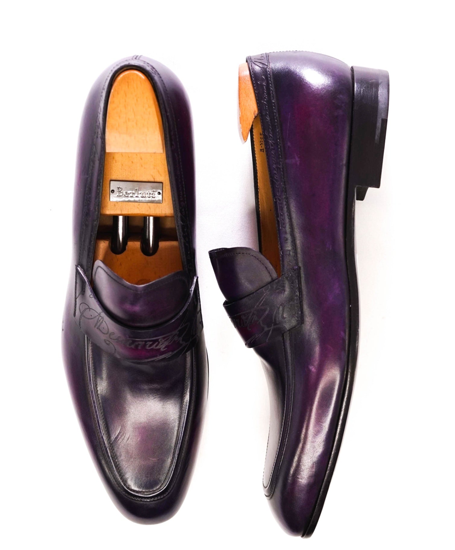 $2,480 Berluti Solid Purple SCRITO Loafers Leather Footwear 12US (11IT)