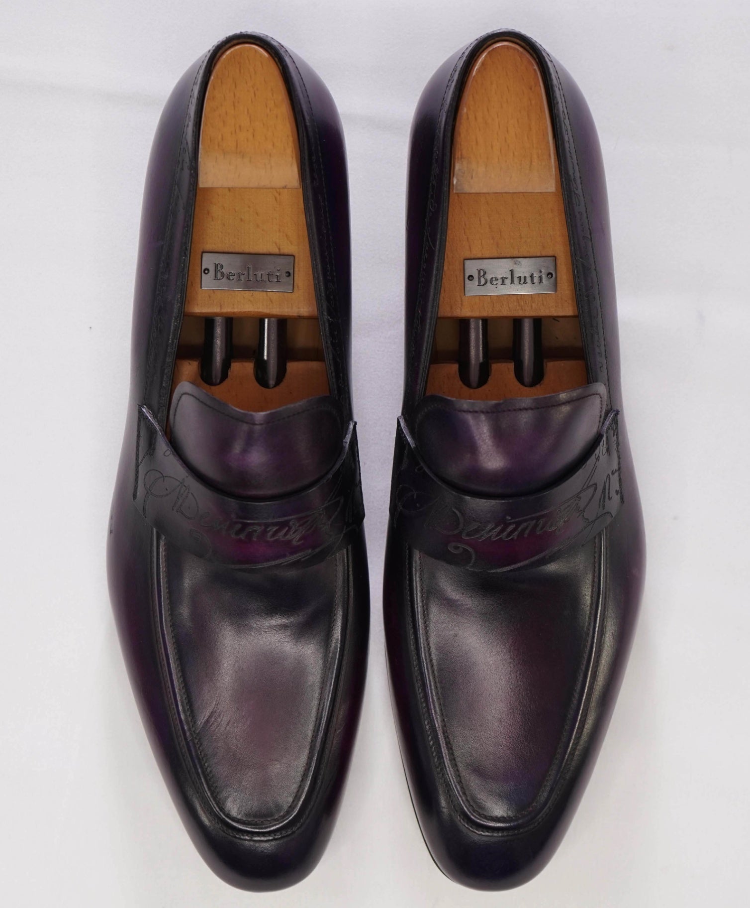 $2,480 Berluti Solid Purple SCRITO Loafers Leather Footwear 12US (11IT)