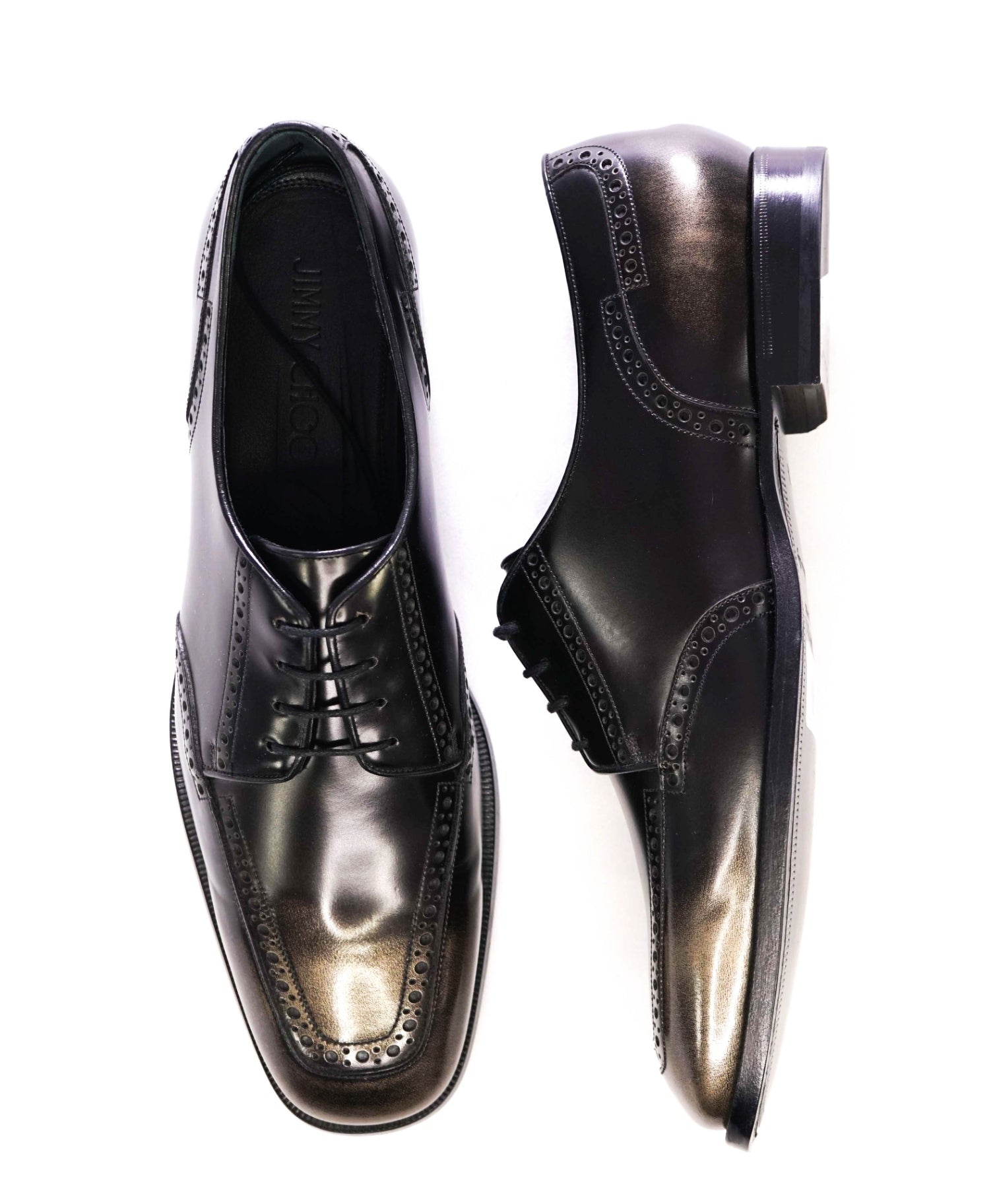 $925 Jimmy Choo Black Derbies Leather Footwear Oxfords 9.5