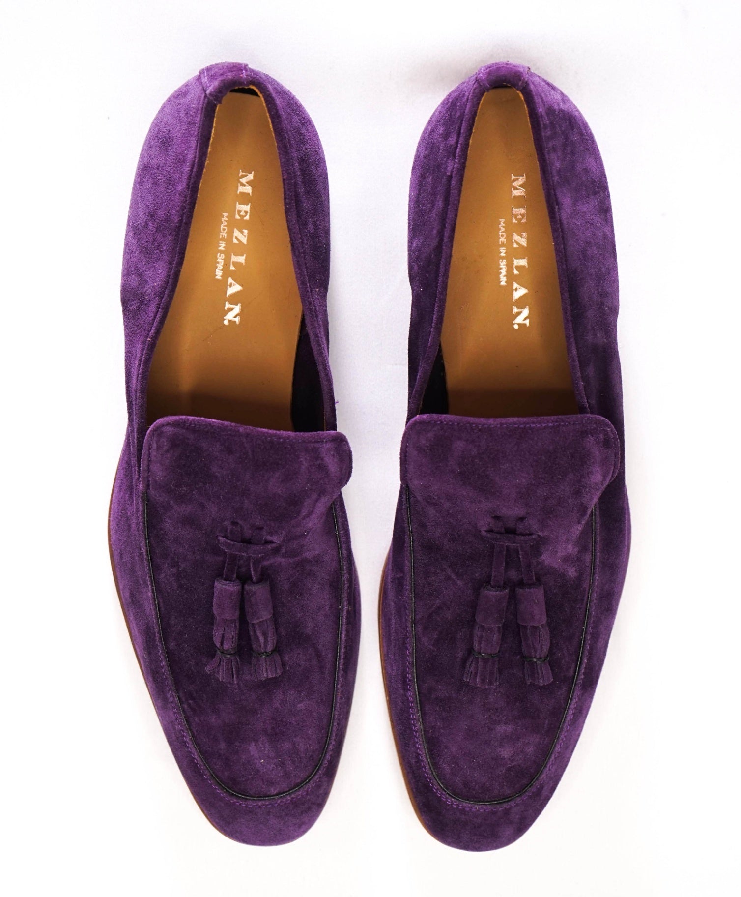 Mezlan Solid Purple tessel loafers Suede Footwear 11.5 M