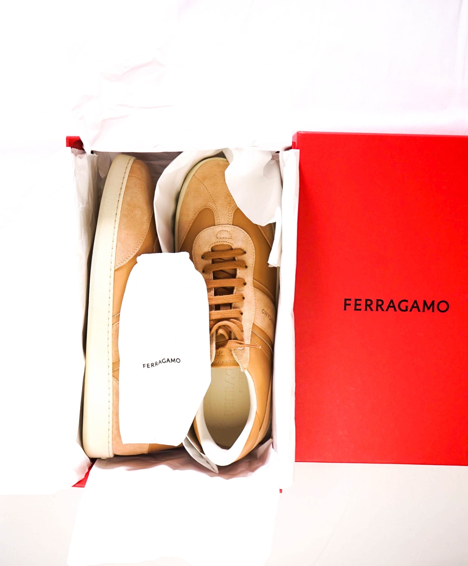 Ferragamo *ACHILES* Camel Sneakers Leather/Suede Footwear 12 M