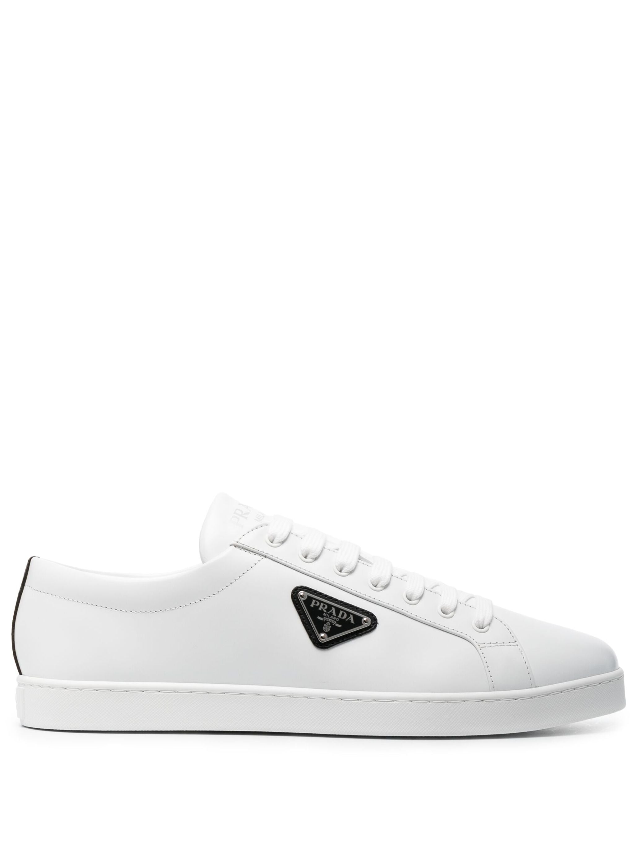 $900 PRADA -  White Leather Low Sneakers With Logo Detail - 11 US (10 IT) (Men)