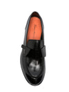 $995 SANTONI - "MOCA" Black Leather & Matt Metal Monk Strap Loafers - 8 D US