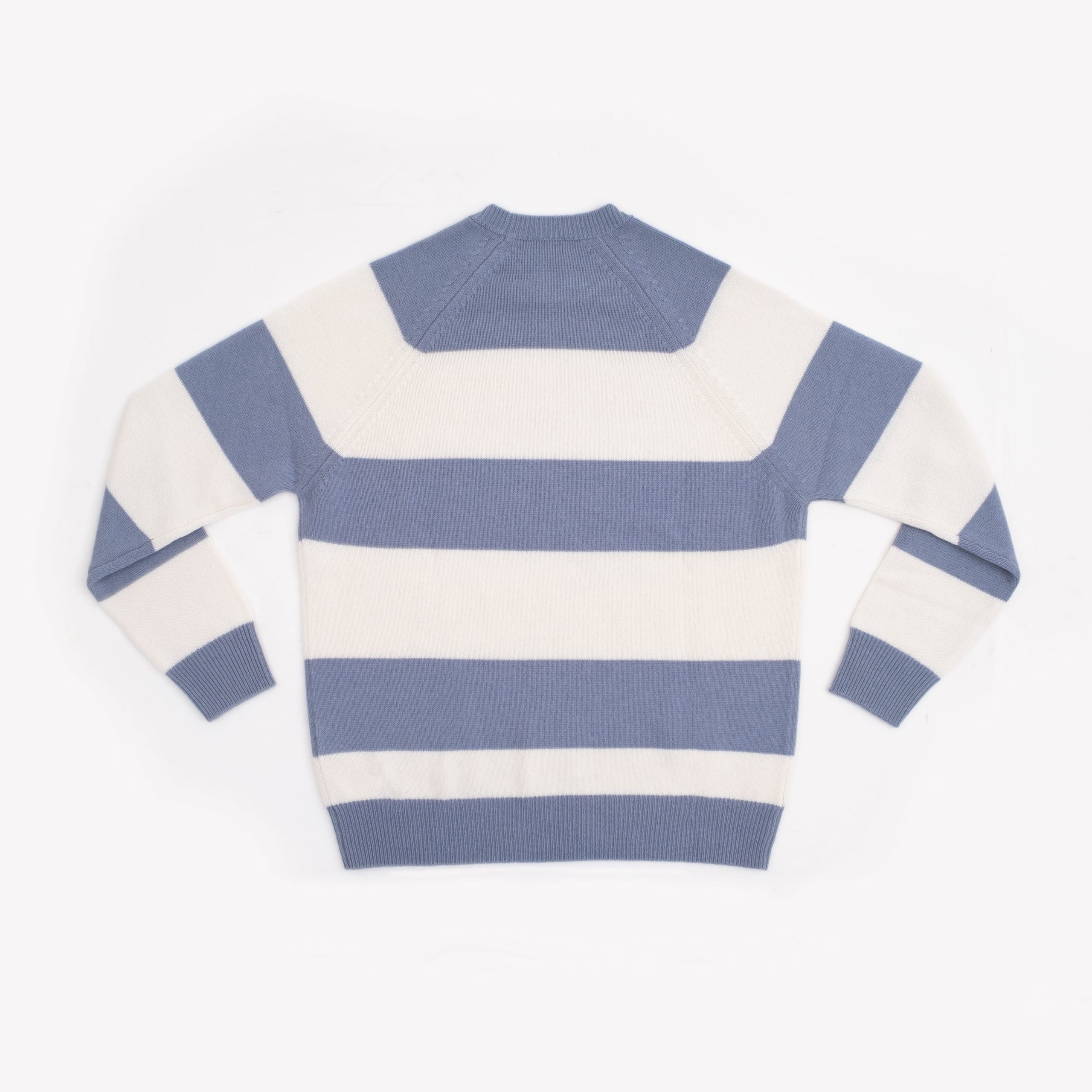 $1,095 ELEVENTY - 100% PURE CASHMERE Blue/White Crewneck Sweater - M