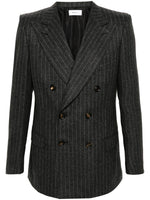 $3,490 BALLY - By FOX BROTHERS Double Breasted Chalk Stripe Wool Suit - 36R