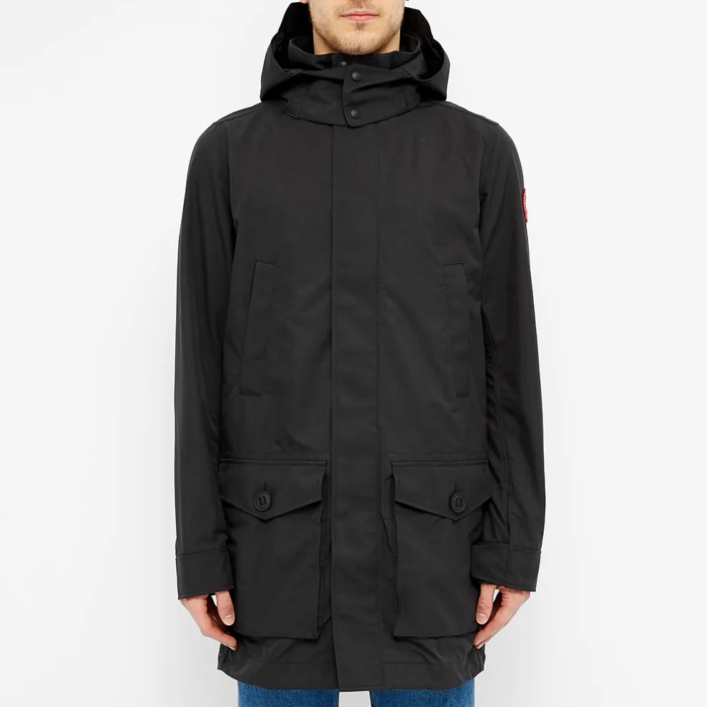 $700 CANADA GOOSE - "CREW TRENCH" Black Water Resistant Coat - S