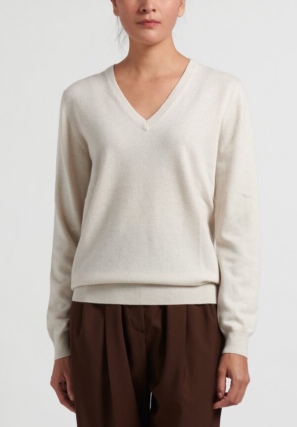 $1,795 BRUNELLO CUCINELLI - PURE CASHMERE & SUEDE V Sweater - L (Womens)