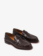 $1,145 CHRISTIAN LOUBOUTIN - *NO PENNY* Brown Crocodile Loafers - 10.5 US (43.5 EU)