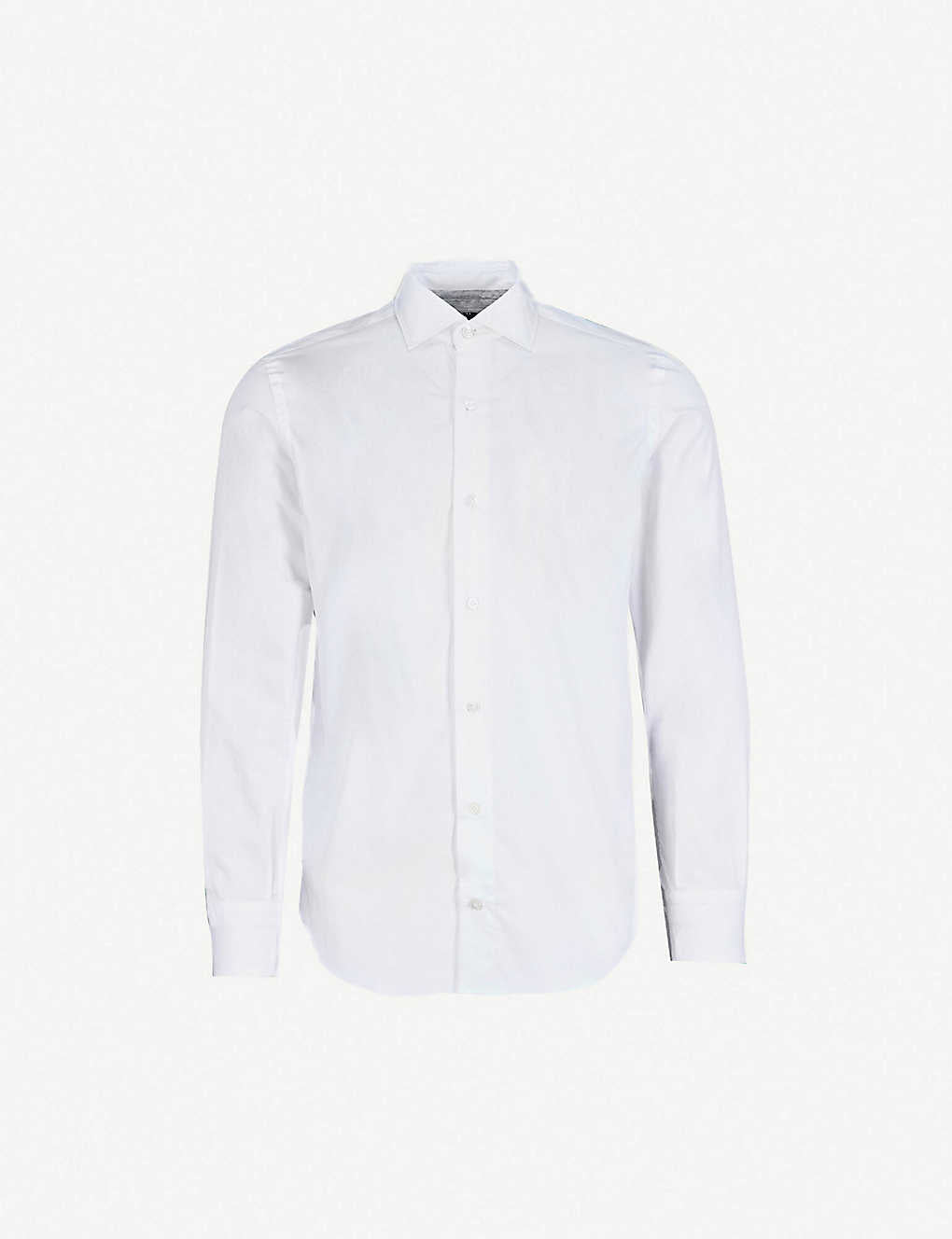 $395 ELEVENTY - *Spread Collar* Slim-Cotton Poplin White Dress Shirt - XXL