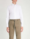 $395 ELEVENTY - *Spread Collar* Slim-Cotton Poplin White Dress Shirt - XL