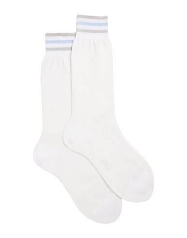 $110 BRIONI - White Cotton Tipped MADE IN ITALY Socks - 10IT 11US