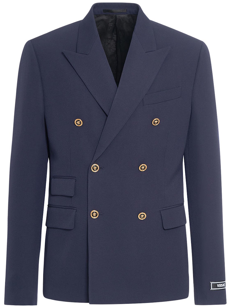 $2,825 VERSACE - (MainLine) Navy Double Breasted MEDUSA BUTTONS Blazer - 40R