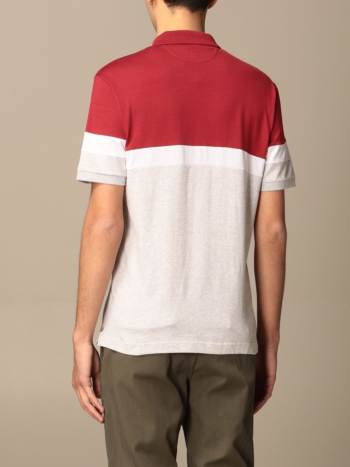 $345 ELEVENTY - Red/White/Gray Polo Shirt Cotton - XL