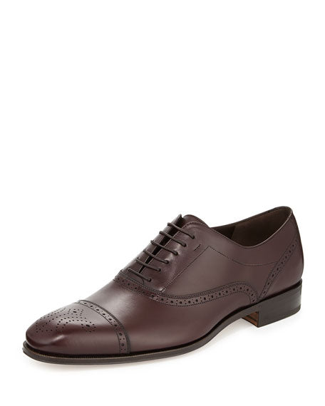 SALVATORE FERRAGAMO - “Caesy” Burgundy Brogue Oxford Cap Toe- 12 US