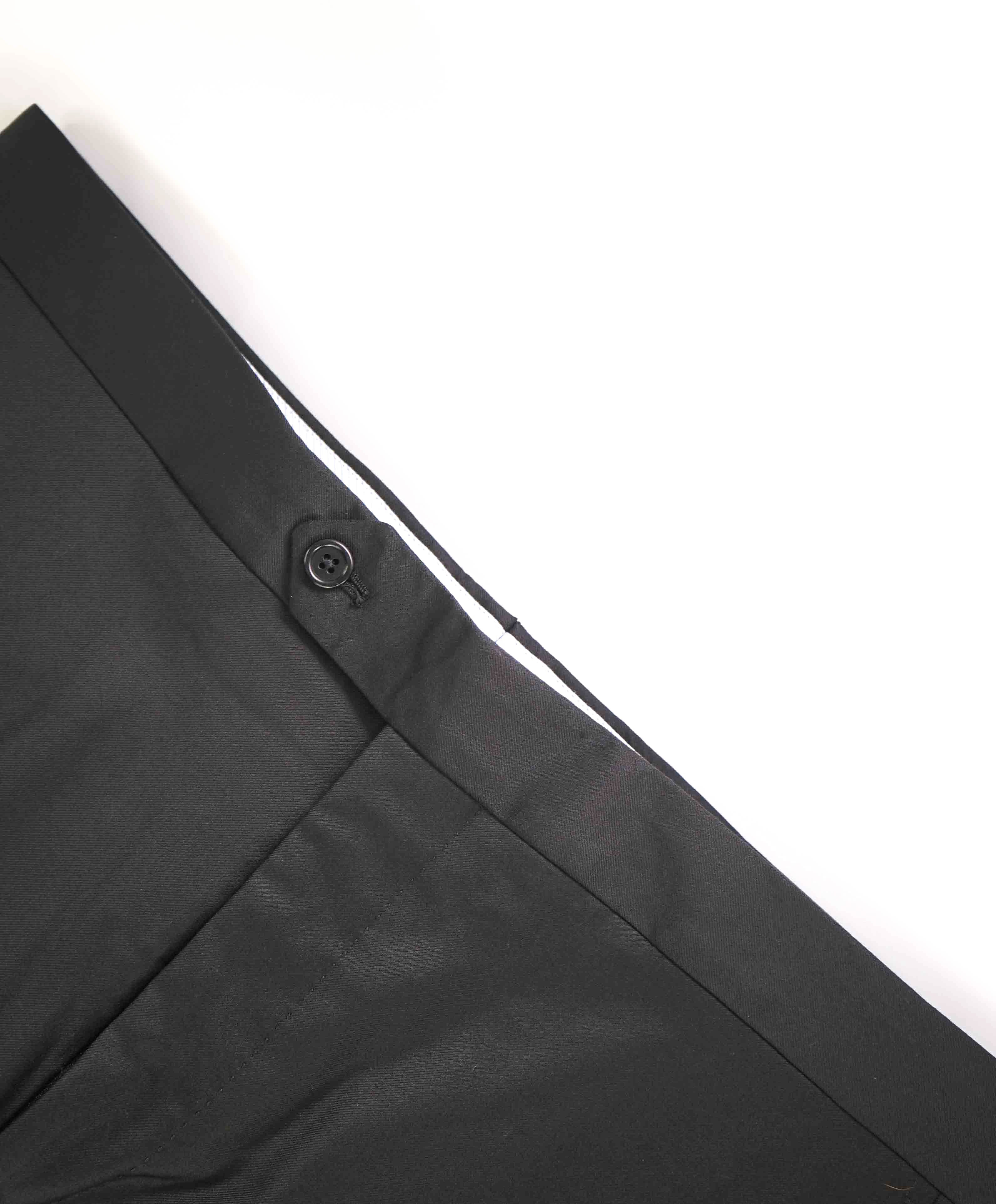 SAKS FIFTH AVE - Black Wool MADE IN ITALY Flat Front Dress Tux Pants- 34W