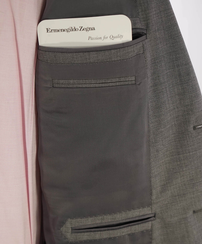 $3,495 ERMENEGILDO ZEGNA - Solid Gray SU MISURA Wool Blazer - 50R US